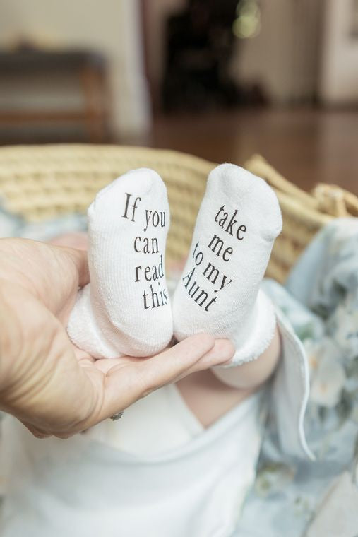 Baby | Take Me to My Aunt Baby Socks | Baby Items | Baby Shower Gifts | Gifts for Mom