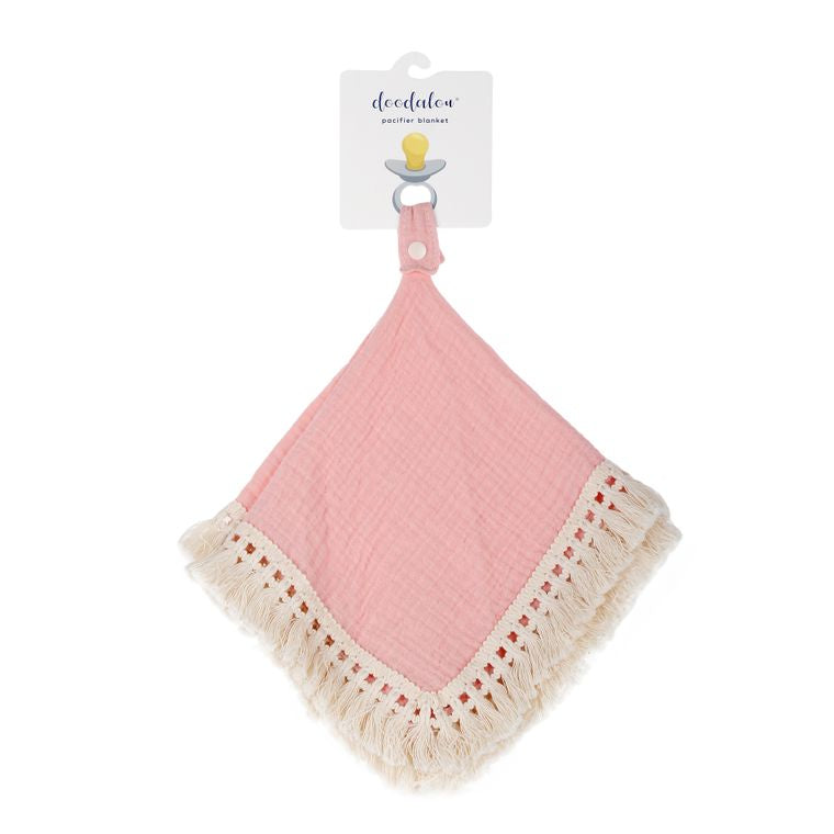 Pink - Muslin Boho Pacifier Blanket with Tassels