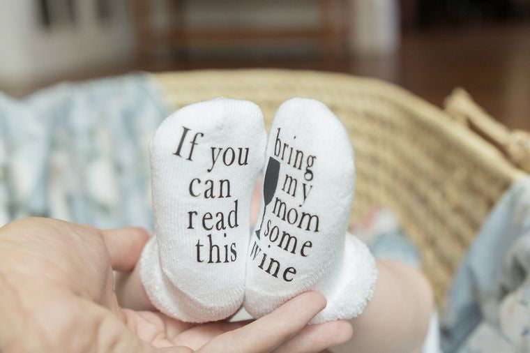 Baby Shower Gift, Wine Gifts, Baby Socks, Mothers Day Gift