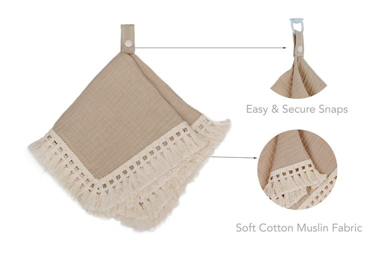 Desert - Muslin Boho Pacifier Blanket with Tassels