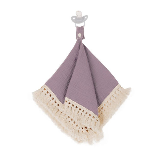 Mauve - Muslin Boho Pacifier Blanket with Tassels