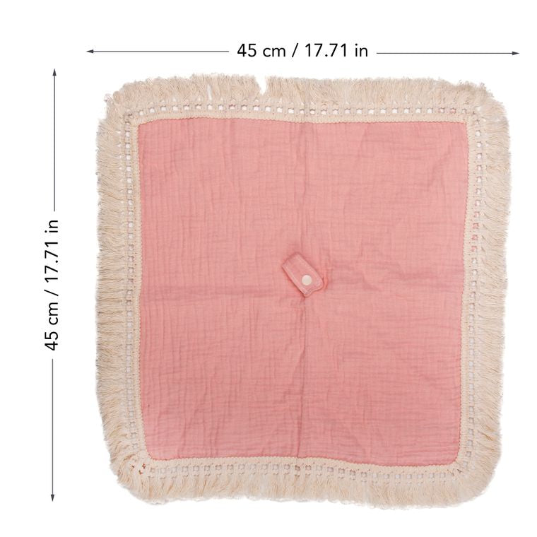 Pink - Muslin Boho Pacifier Blanket with Tassels